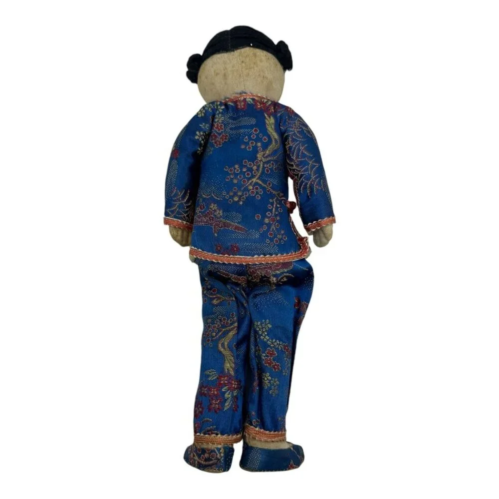 Vintage Ada Lum Chinese Hand Embroidered Stitched Blue Cloth Doll APP. 11